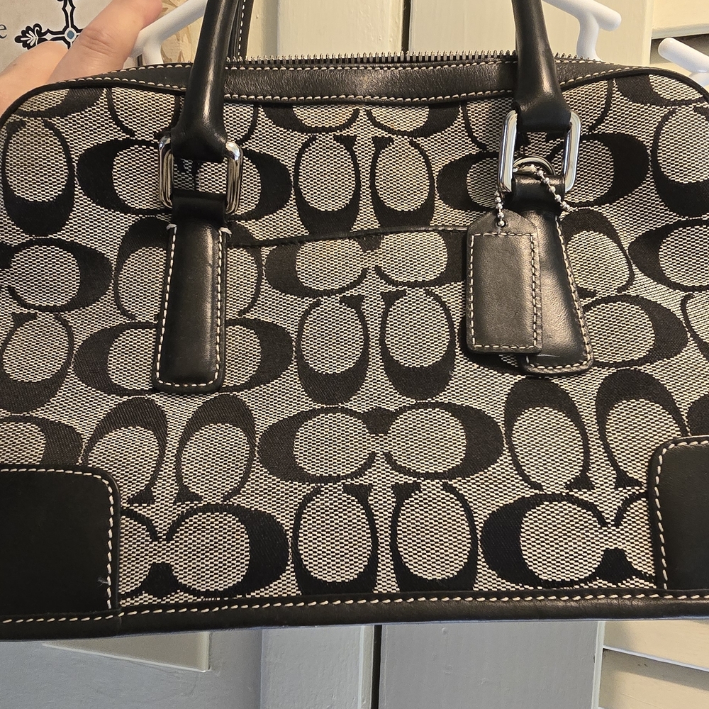 Coach Monogram Black and Cream Satchel